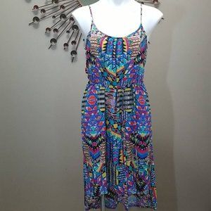 Renee C Geometric Print High-Low Dress